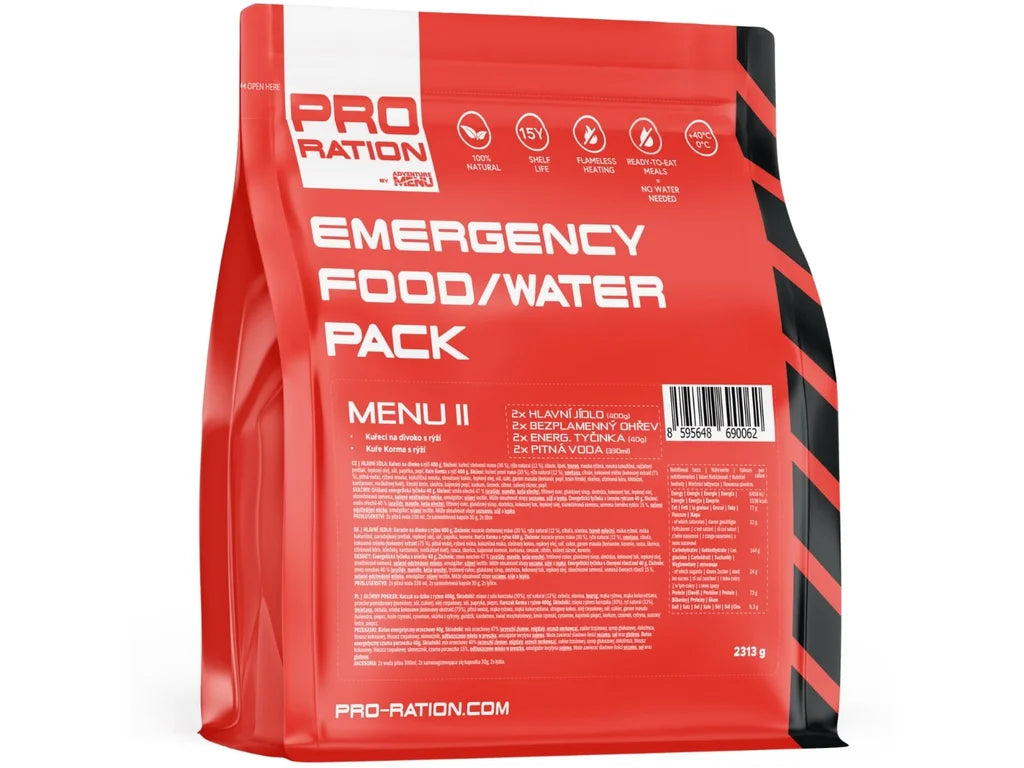 Emergency Food / Water PACK - Menu II