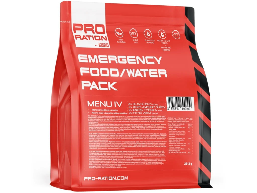 Emergency Food / Water PACK - Menu IV